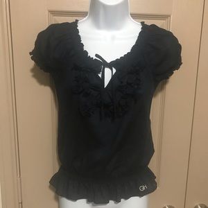 Gilly Hicks Tattered Bow Blouse